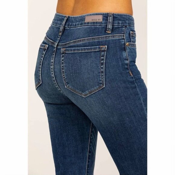 Miss Me 29 (7/8) High Rise Flare Women’s Jeans Frayed Fringe Hems Stretch - Picture 2 of 14